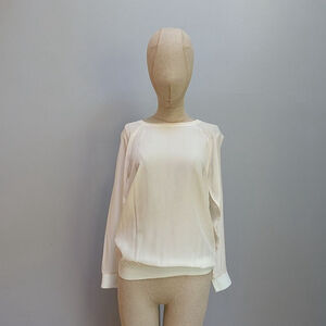 Pinko White Silk Long Sleeve Semi Sheer 
Blouse -Size 6